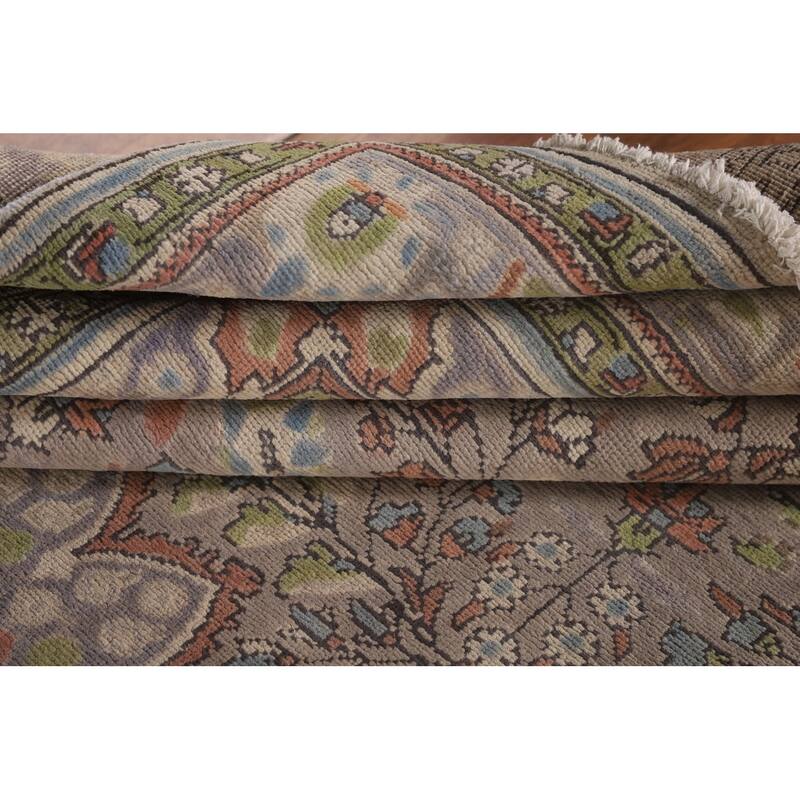 Gray Floral Tabriz Persian Vintage Area Rug Handmade Wool Carpet - 6'7" x 9'10"