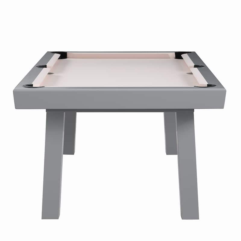 Norwalk Indoor/Outdoor 8ft Slate Pool Table Dining Set with 2 Benches & Accessories, Cement Finish
