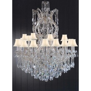 Maria Theresa Crystal Chandelier Lighting With White Shades - Chandeliers For Bedrooms by Overstock.com