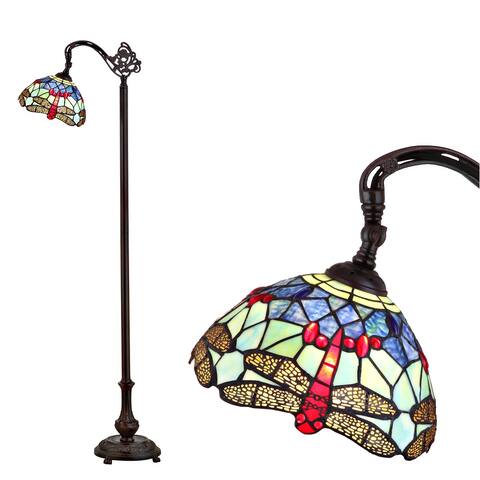 Clark Tiffany-Style 60" Arched LED Floor Lamp, Bronze by JONATHAN Y