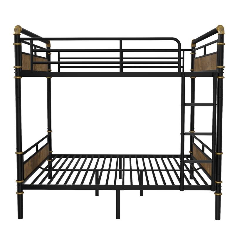 over Metal Bunk Bed, Industrial Detachable Bunkbeds with Safety Guard Rails