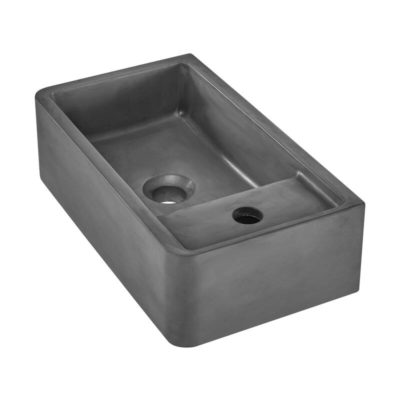 Thun 17.5" Rectangle Concrete Wall-Mount Bathroom Sink In Dark Grey - 17.9" x 10" 5.8" - 17.9" x 10" 5.8" - Dark Grey