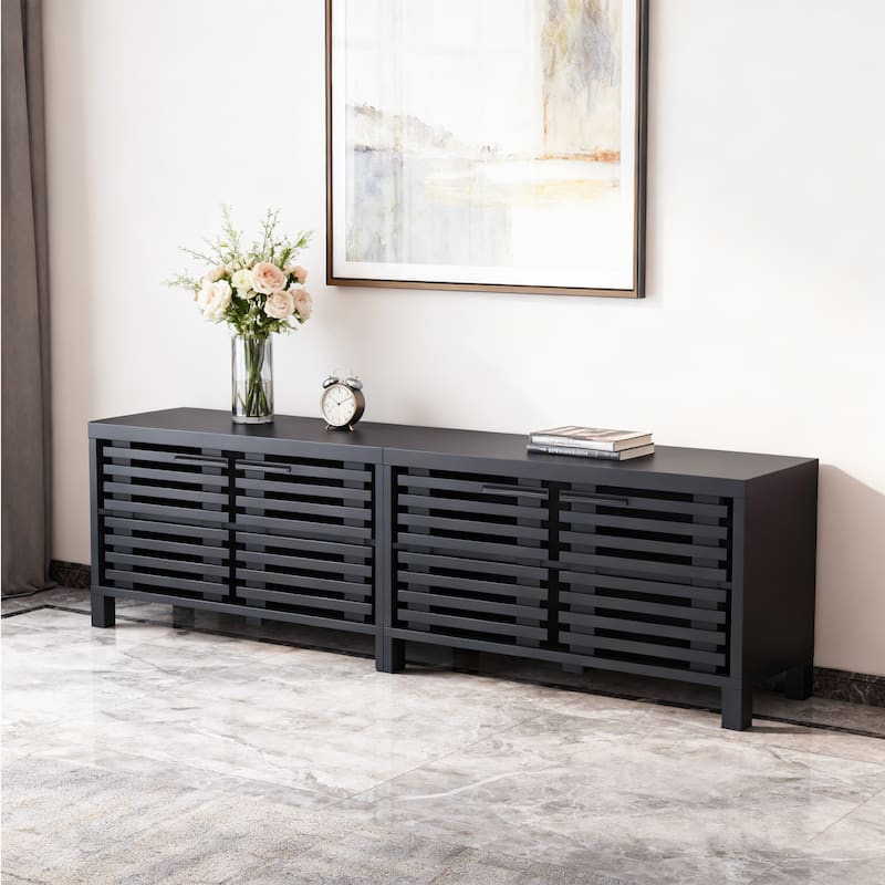 77" Modern Black Storage Media Console TV Stand for TVs up to 85"