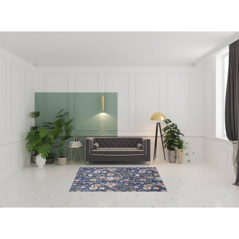 Numev Power Loomed Floral Non Skid Area Rug By HomeRoots - 3'6"