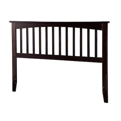 Mission Style Wood Panel Headboard with Crown Molding, USB Charging Port, Fits Standard Bed Frames