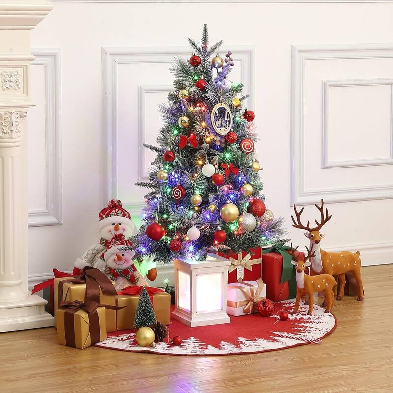 3 Ft Pre-Lit Christmas Tree with 78 LED Lights, Battery Operated and Timer, Christmas Decoration (Clear Pot,8 Modes, 8in)