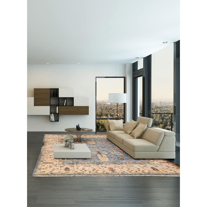 ECARPETGALLERY Hand-knotted Jules Serapi Dark Blue Wool Rug - 7'10 x 9'11