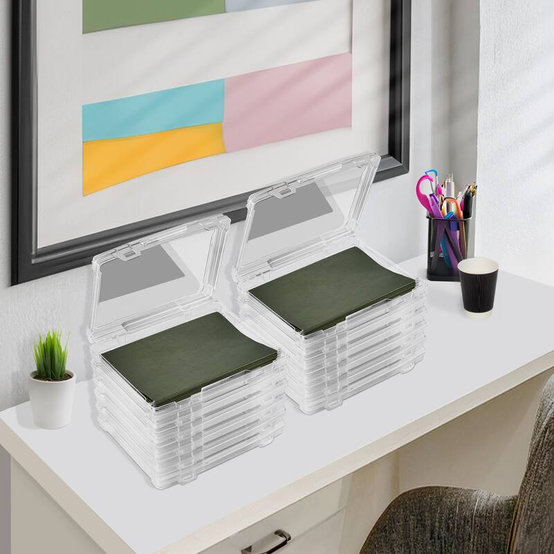 Sorbus Set of 12 Thin Hanging File Organizer Bin, Clear Plastic Stackable for Document Storage
