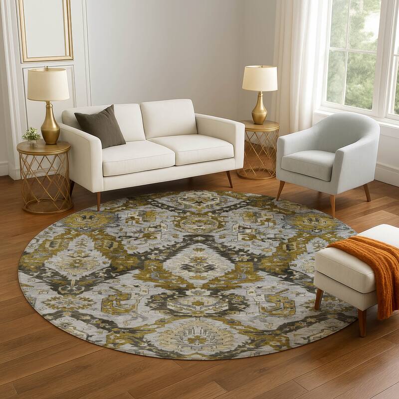 Premium Washable Super Soft Global Traditional Mayfield Rug - Brown - 8' x 8'
