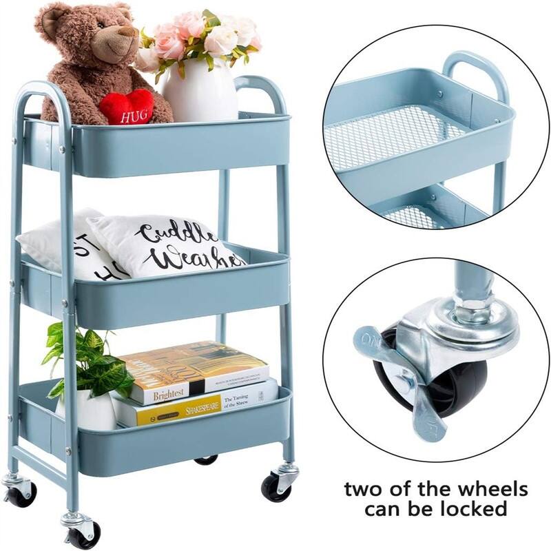 Movable Rolling Organizer Cart - 15.35"D x 27.5"W x 11.42"H