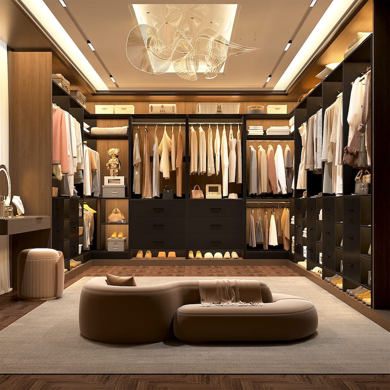 Cimly Set of 4 Closet Organizer with Drawers, U Shaped Freestanding Closet System