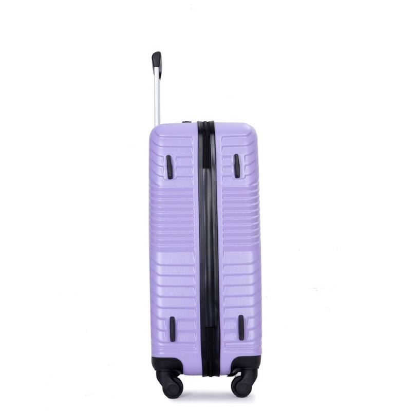 3 Piece PC+ABS Suitcase Luggage Sets with Two Hooks and Spinner Wheels,Light Purple