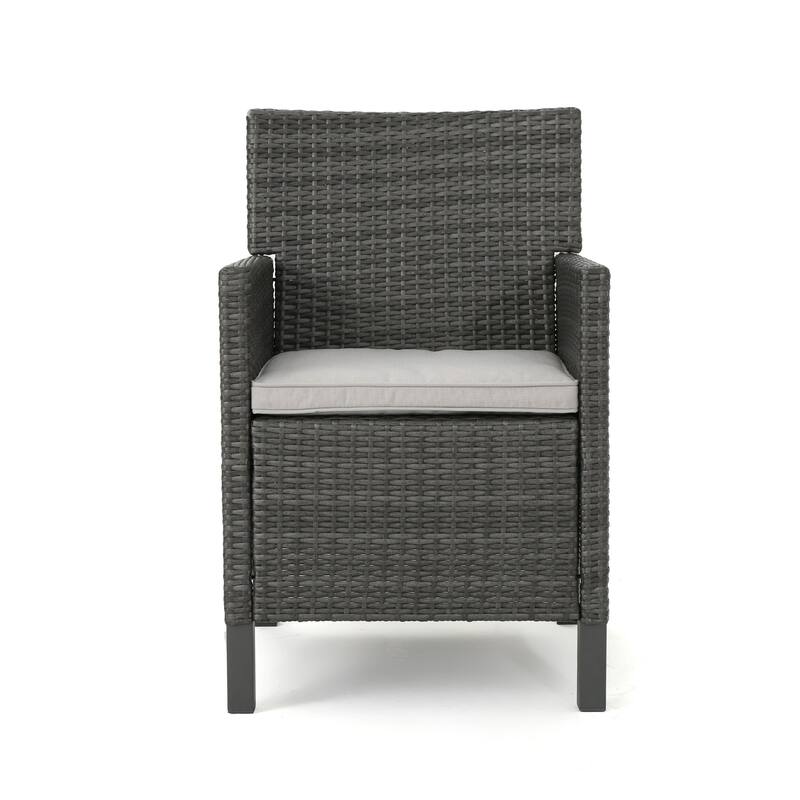 Cypress Outdoor Wicker Dining Chair with Cushions (Set of 4) by Christopher Knight Home - Grey
