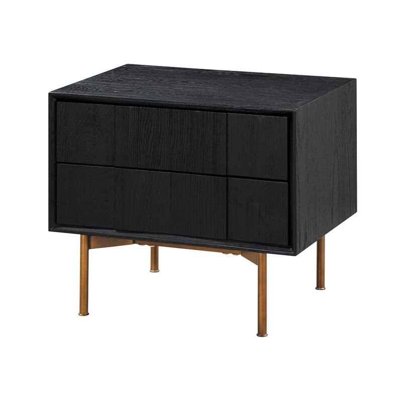 Deona 3pc King Size Bedroom Set with 2 Nightstand, Brushed Black Oak Wood