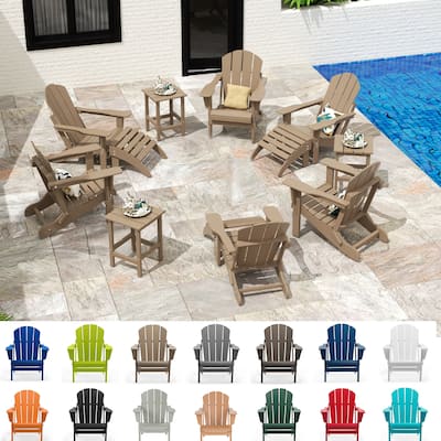 12-Piece Laguna Poly Folding Adirondack Chair with Side Table and Ottoman Set