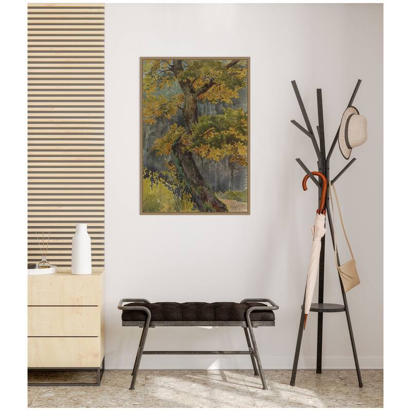 Kate and Laurel Study of Broadleaved Tree no date Friedrich Carl von Scheidlin by Nostalgia Prints Framed Canvas Wall Art Print