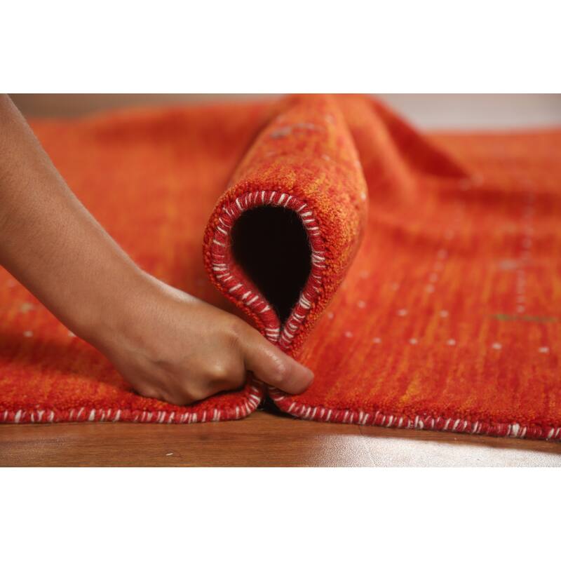 Hand Knotted Oriental 100% Wool Carpet Tribal Tribal Oranges & Rust Gabbeh Area Rug - 8' 0'' X 5' 0''