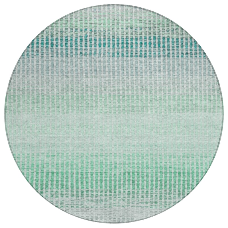 Machine Washable Indoor/ Outdoor Contemporary Stripes Chantille Rug