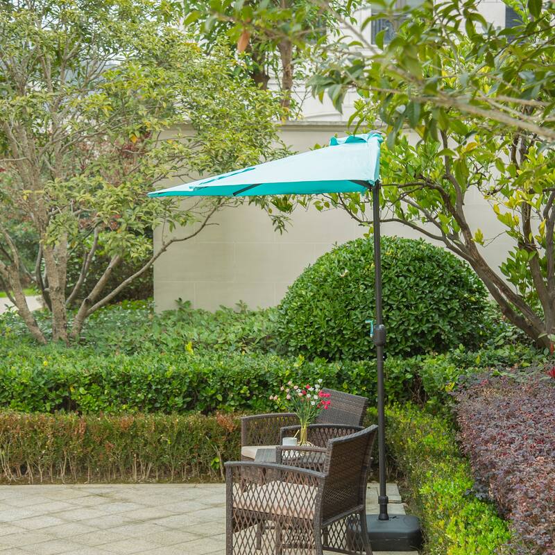 9' Sutton Half Round All-Weather Crank Patio Umbrella
