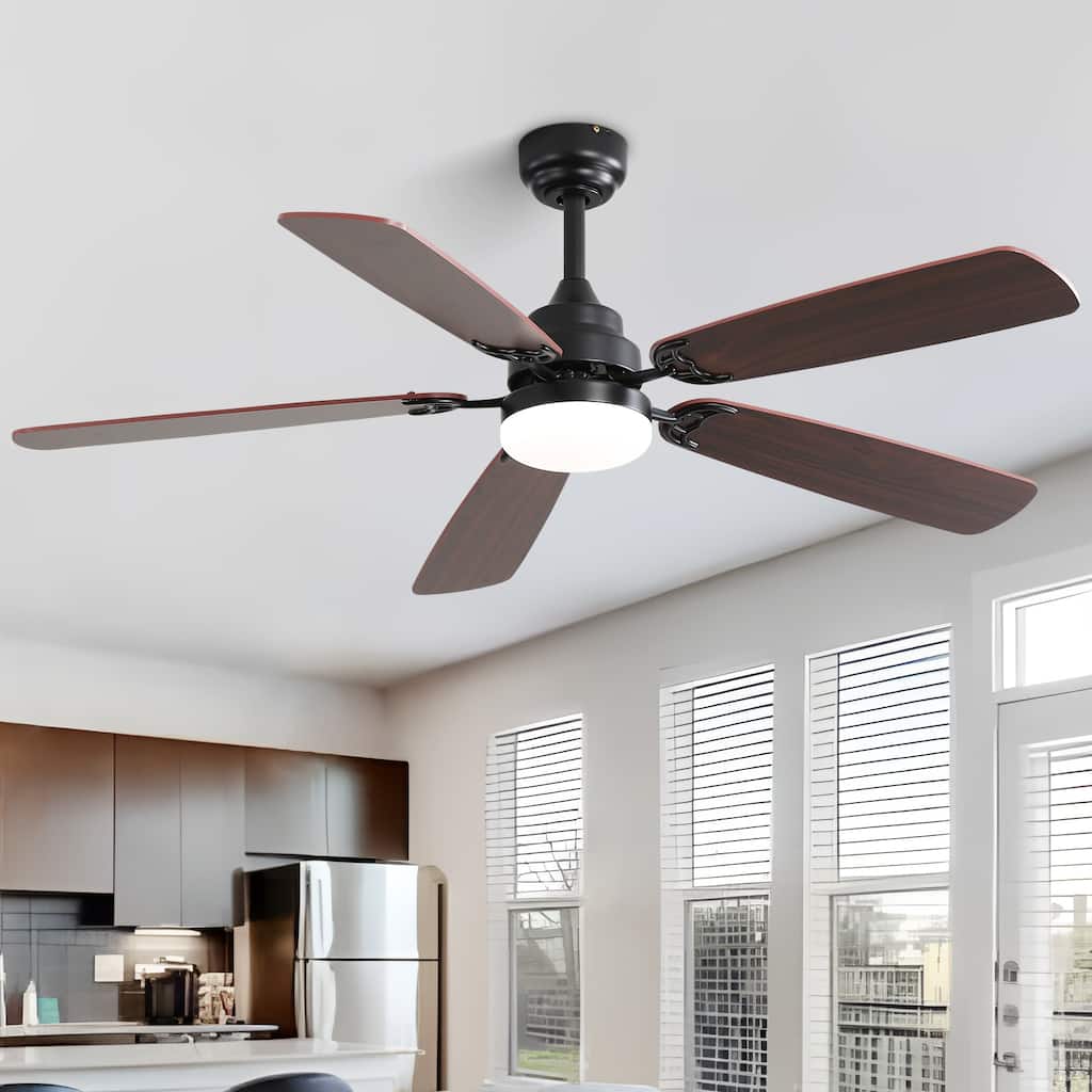 52 inch Integrated LED Ceiling Fan with Light and Remote, Flush Mount and Downrd Mount - 52 inch
