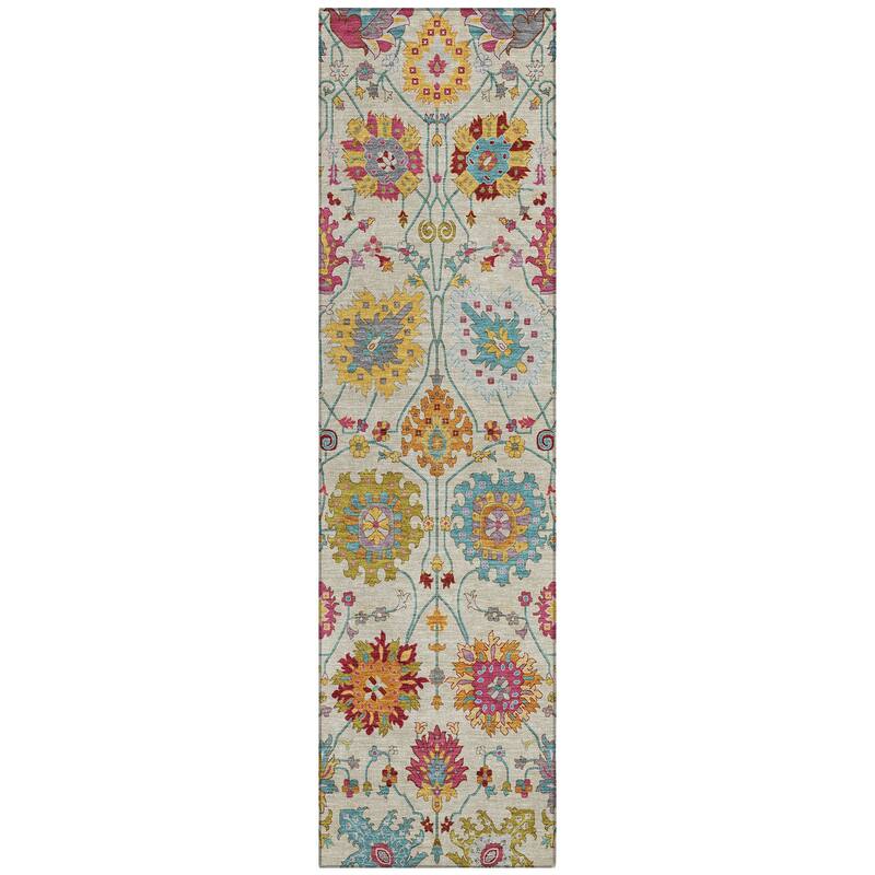 Machine Washable Indoor/ Outdoor Traditional Kashan Chantille Rug