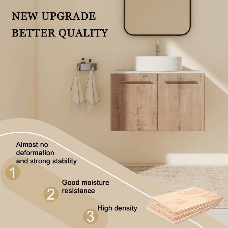 ARTCHIRLY 24"/30" Bathroom Vanity with Sink, Floating Bathroom Vanity with 2 Soft Close Doors