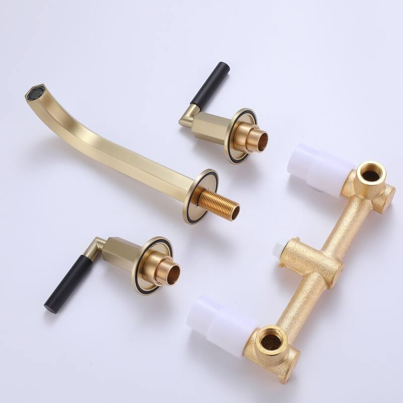 Two Handles Wall Mounted widespread Bathroom Faucet