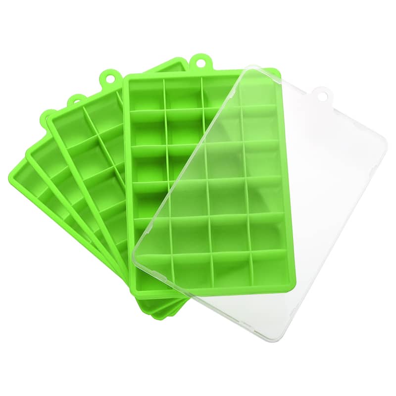 4pcs Ice Cube Tray with Lids, Silicone Square Ice Molds for Freezer