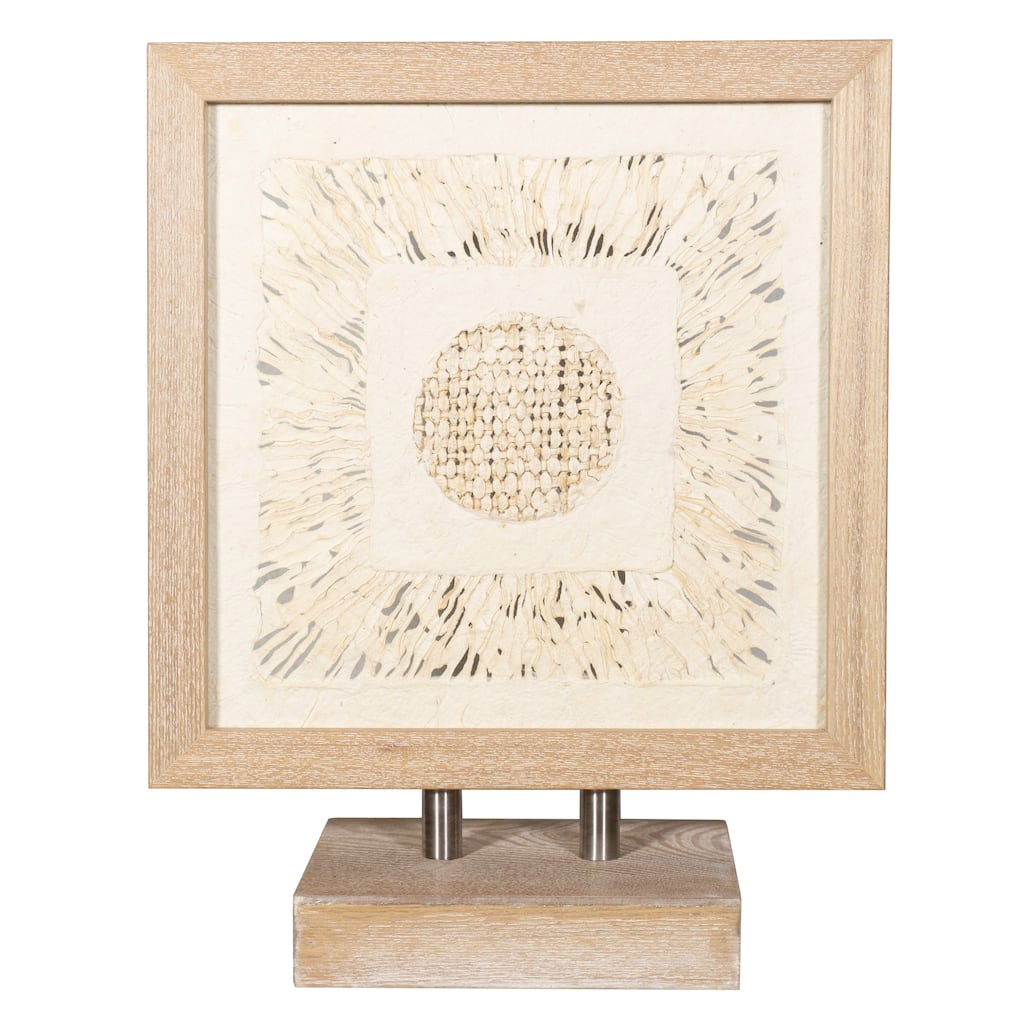 HUJI Handmade Paper Mache Art Shadow Box Desktop Decor With Stand