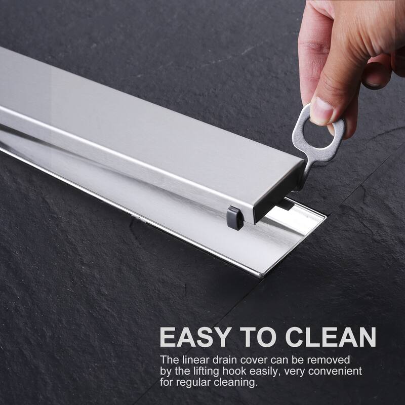 WOWOW Modern Stainless Steel Drain Trough with Removable Cover Plate