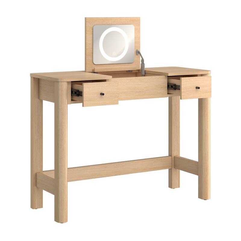 Walker Edison Modern Vanity with LED Light and Drawer Storage