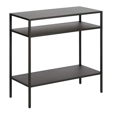 Modern 24'' Steel End Table with Shelves Rectangular Accent Table with Bronze Finish & Storage