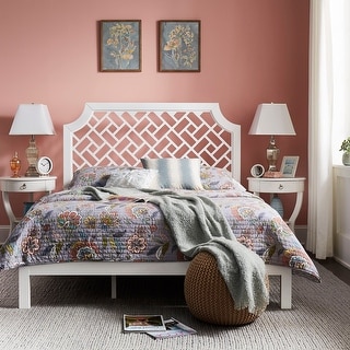 Flora White Lattice Headboard Queen Platform Bed by iNSPIRE Q Classic