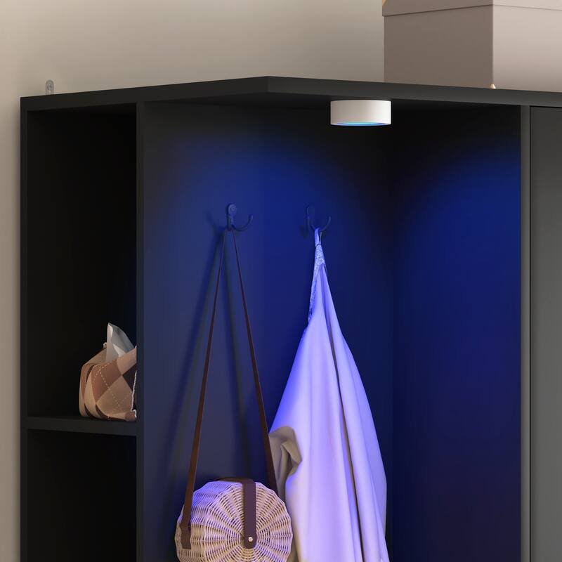 Wardrobe Closet 70.8" H, Bedroom Wooden Wardrobe with 3 Doors 2 Drawers, Modern Clothing Storage Cabinet Combination