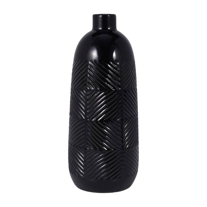 Sagebrook Home Ceramic Cylinder Textured Lines Vase