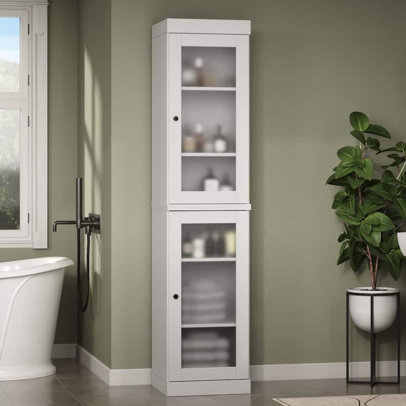 100% Solid Wood 16.5" Bathroom Cabinet with Optional Doors by Palace Imports - White-Frosted