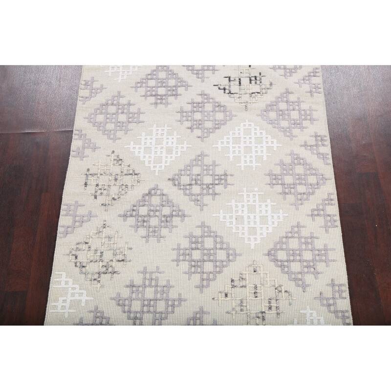Contemporary Geometric Moroccan Oriental Wool Area Rug Handmade Carpet - 5'4" x 7'4"