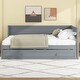 preview thumbnail 2 of 13, Twin Size Wood Daybed with Trundle and Guardrail, Solid Pine Frame, No Box Spring Required, Vintage Style for Bedroom, Grey
