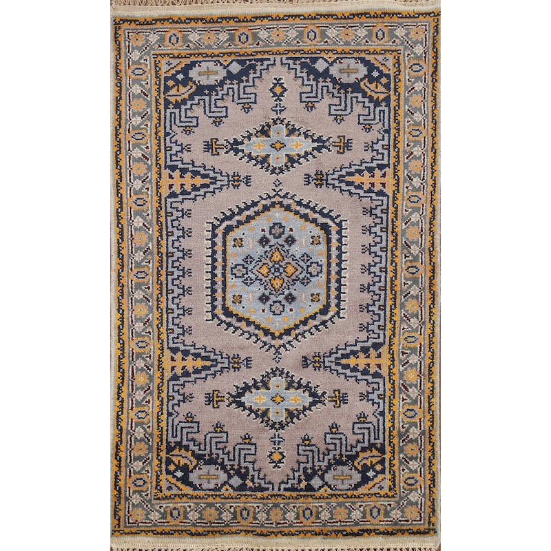 Geometric Viss Indian Accent Rug Handmade Foyer Wool Carpet - 3'0"x 5'3"