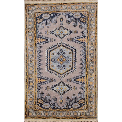 Geometric Viss Indian Accent Rug Handmade Foyer Wool Carpet - 3'0"x 5'3"
