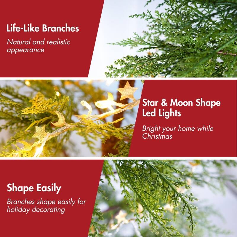 6 Feet Artificial Full Christmas Tree with LED Lights and Metal Stand