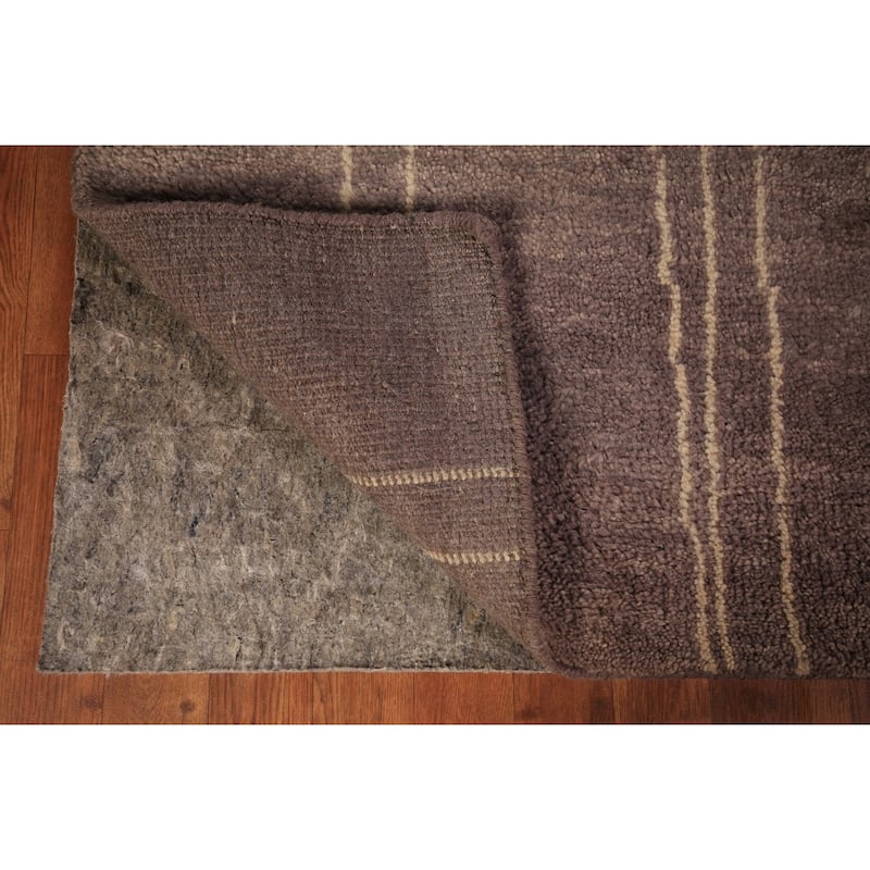 Brown Moroccan Oriental Area Rug Handmade Geometric Wool Carpet - 5'7" x 7'10"