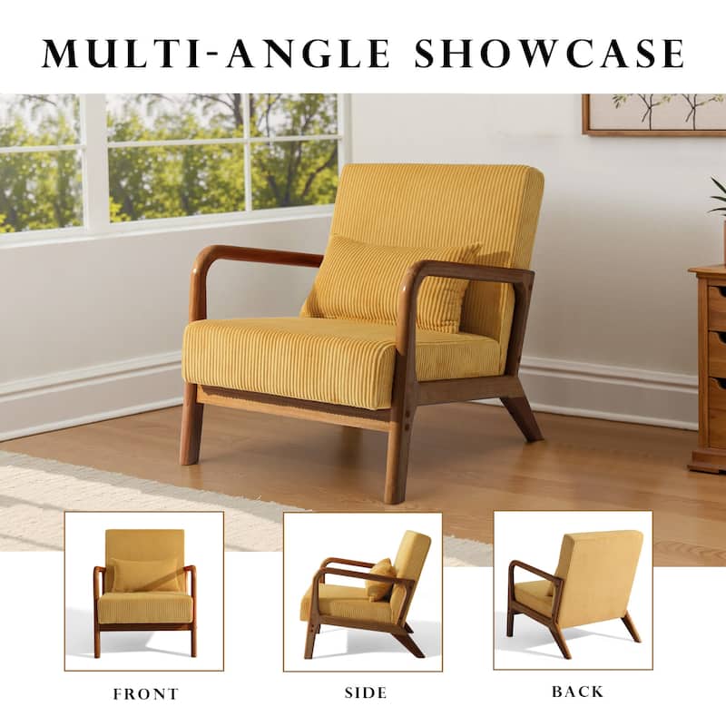 Mid-Century Upholstered Accent Chair with Wood Frame