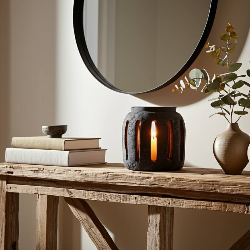 Modern Terracotta Lantern Hurricane Candle Holder