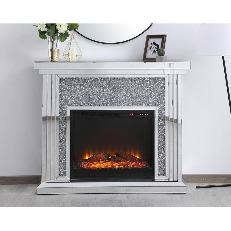 47.5 in. Crystal Mirrored Fireplace Mantle