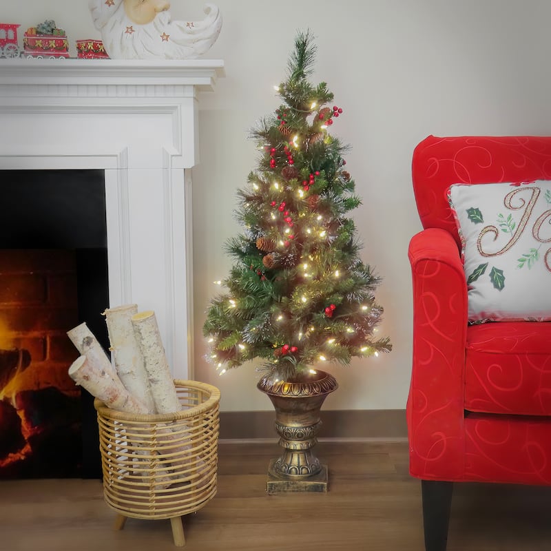 National Tree Company 4 ft. Crestwood Spruce Entrance Tree with Warm White LED Lights - 4 Foot