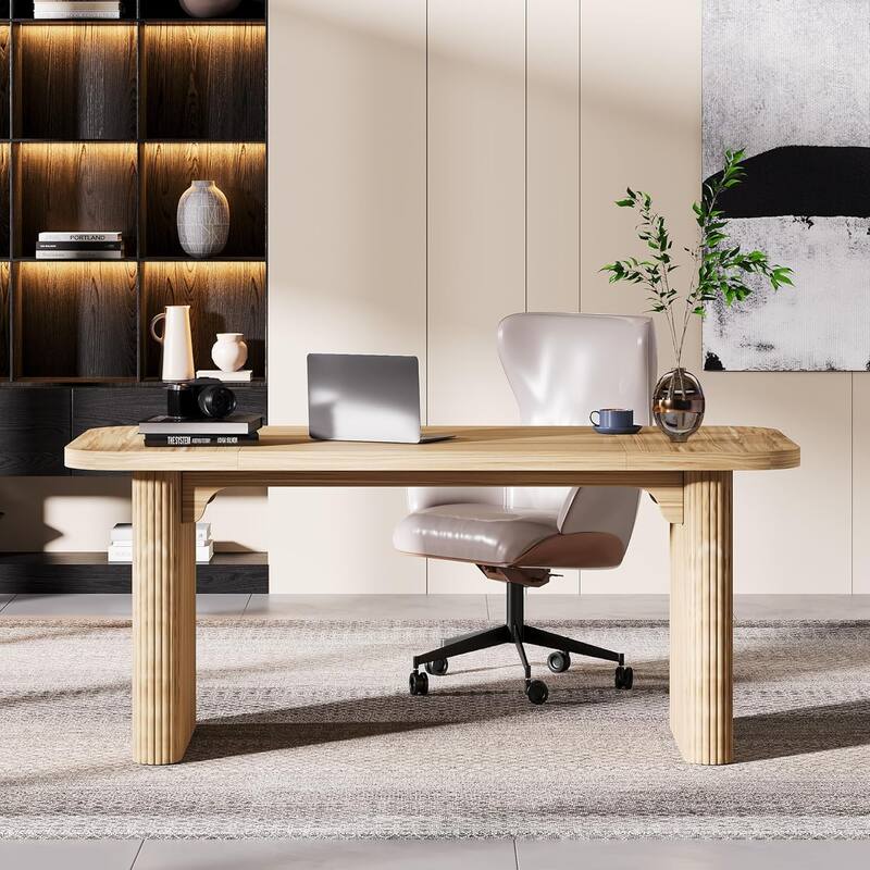 62-Inch Wood Rectangular Executive Desk Large Modern Conference Table for Home Office Boardroom
