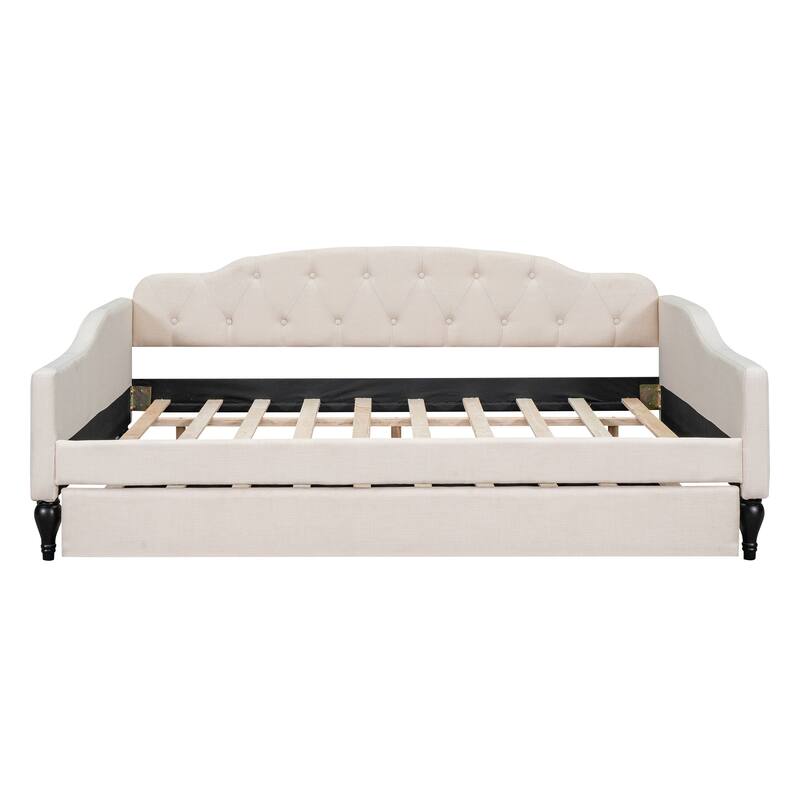 Full Size Upholstered Tufted Daybed with Twin Size Trundle