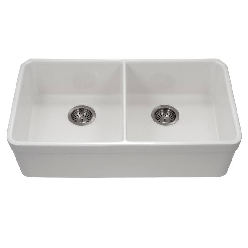Houzer Platus 32-3/16" Undermount Double Basin Fireclay Kitchen Sink