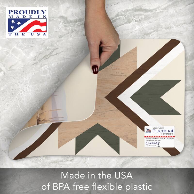 Desertscape 4 Pack Reversible Easy Care Flexible Plastic Placemats Made in The USA BPA Free Easily Wipes Clean